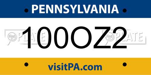 100OZ2 Pennsylvania License Plate