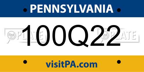 100Q22 Pennsylvania License Plate