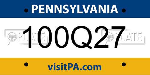 100Q27 Pennsylvania License Plate
