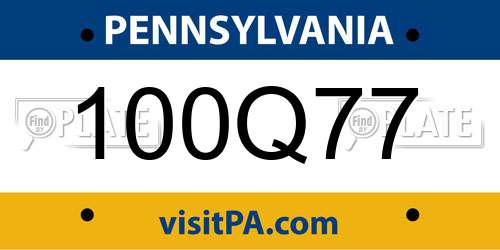100Q77 Pennsylvania License Plate