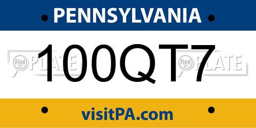 100QT7 Pennsylvania License Plate