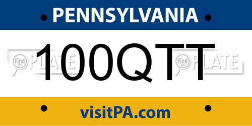 100QTT Pennsylvania License Plate