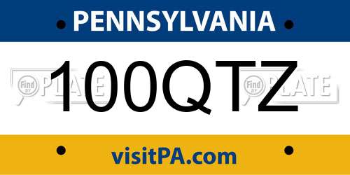 100QTZ Pennsylvania License Plate