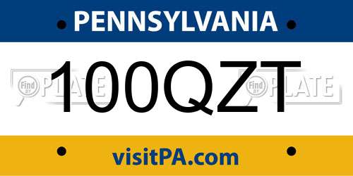 100QZT Pennsylvania License Plate