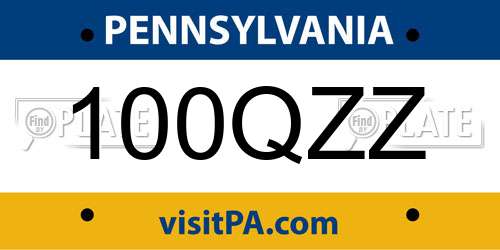 100QZZ Pennsylvania License Plate