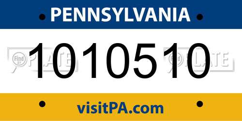 1010510 Pennsylvania License Plate