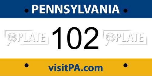 102 Pennsylvania License Plate