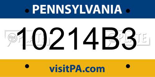 10214B3 Pennsylvania License Plate