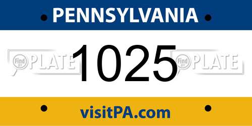 1025 Pennsylvania License Plate