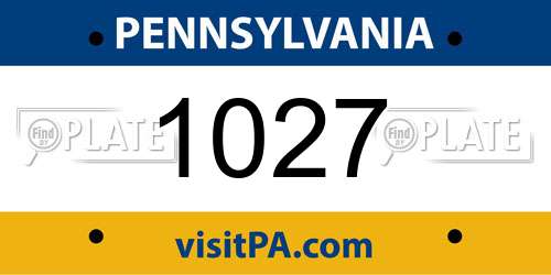 1027 Pennsylvania License Plate