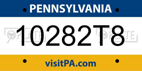 10282T8 Pennsylvania License Plate