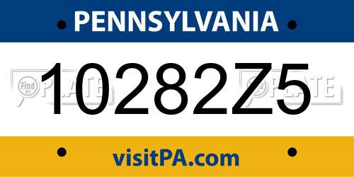 10282Z5 Pennsylvania License Plate
