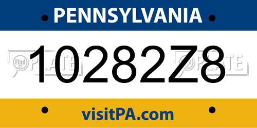 10282Z8 Pennsylvania License Plate