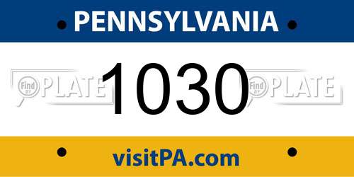 1030 Pennsylvania License Plate