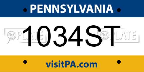 1034ST Pennsylvania License Plate