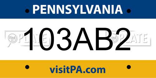 103AB2 Pennsylvania License Plate