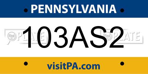 103AS2 Pennsylvania License Plate