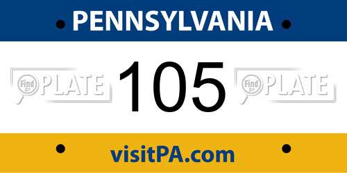 105 Pennsylvania License Plate