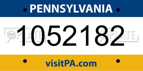 1052182 Pennsylvania License Plate