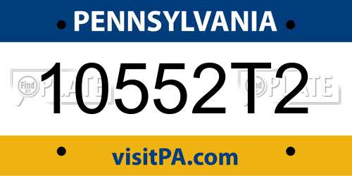 10552T2 Pennsylvania License Plate
