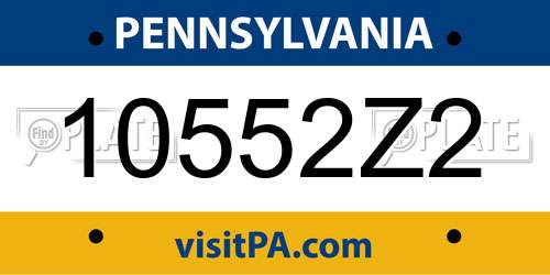 10552Z2 Pennsylvania License Plate