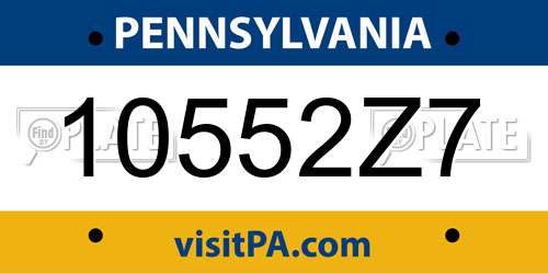 10552Z7 Pennsylvania License Plate