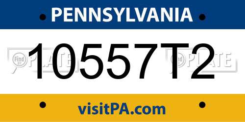 10557T2 Pennsylvania License Plate