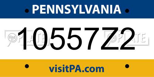 10557Z2 Pennsylvania License Plate