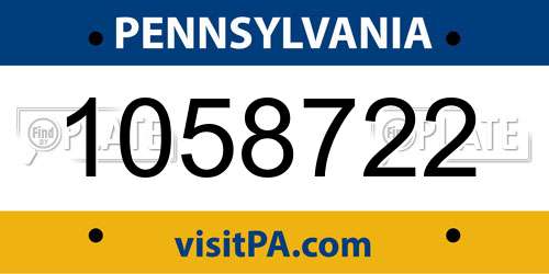 1058722 Pennsylvania License Plate