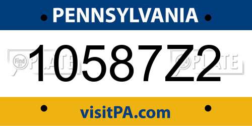 10587Z2 Pennsylvania License Plate