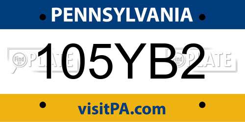 105YB2 Pennsylvania License Plate