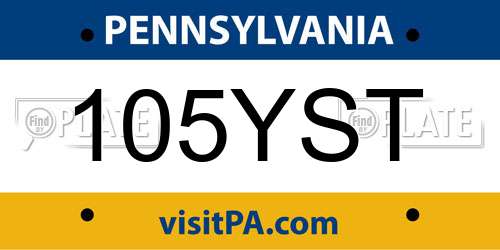 105YST Pennsylvania License Plate
