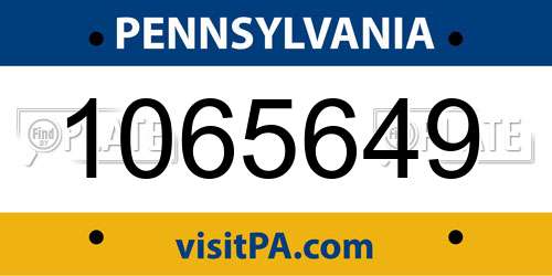 1065649 Pennsylvania License Plate