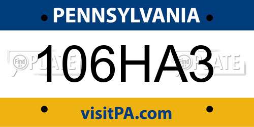 106HA3 Pennsylvania License Plate