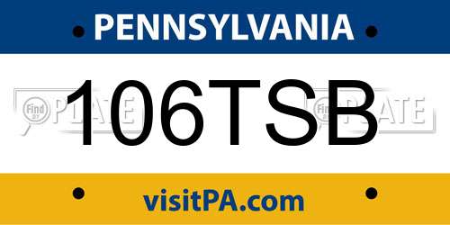106TSB Pennsylvania License Plate