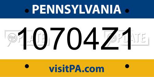 10704Z1 Pennsylvania License Plate