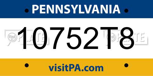 10752T8 Pennsylvania License Plate