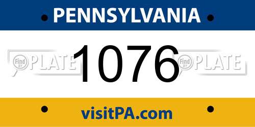1076 Pennsylvania License Plate
