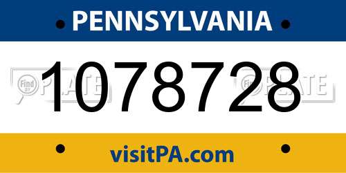 1078728 Pennsylvania License Plate