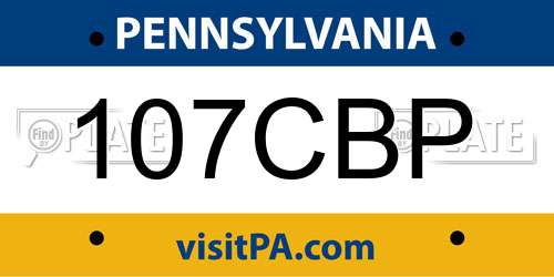 107CBP Pennsylvania License Plate