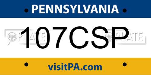 107CSP Pennsylvania License Plate