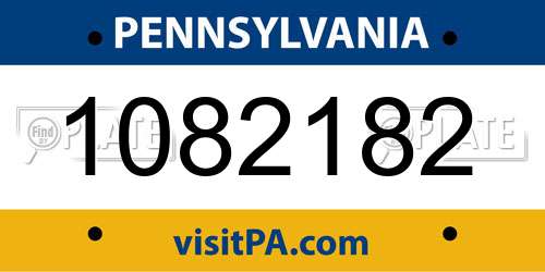 1082182 Pennsylvania License Plate