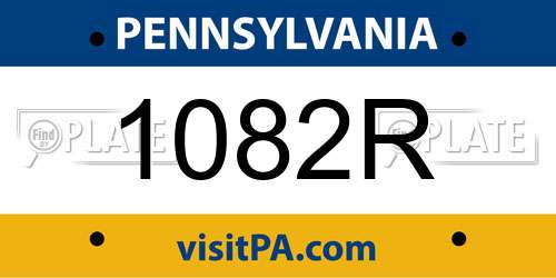 1082R Pennsylvania License Plate