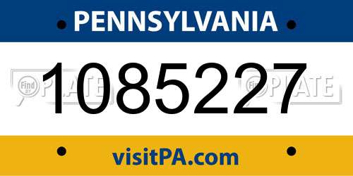 1085227 Pennsylvania License Plate