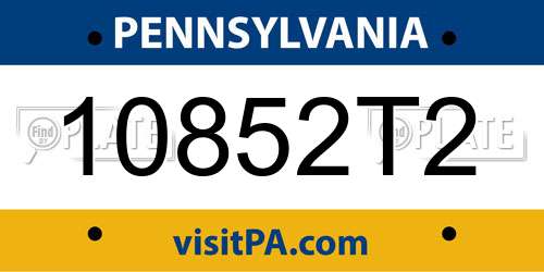 10852T2 Pennsylvania License Plate
