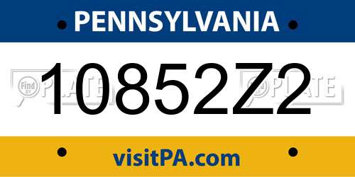 10852Z2 Pennsylvania License Plate