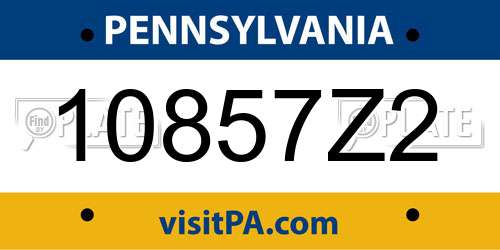 10857Z2 Pennsylvania License Plate
