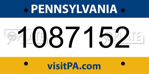 1087152 Pennsylvania License Plate