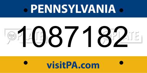 1087182 Pennsylvania License Plate