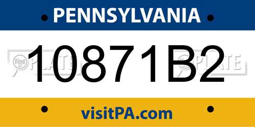 10871B2 Pennsylvania License Plate